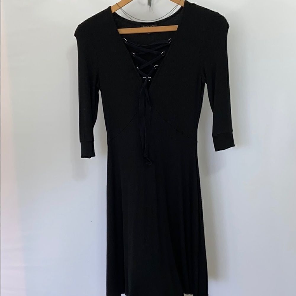 Topshop Dress Corset Lace Up Top Fit & Flare Excellent~Sz 4